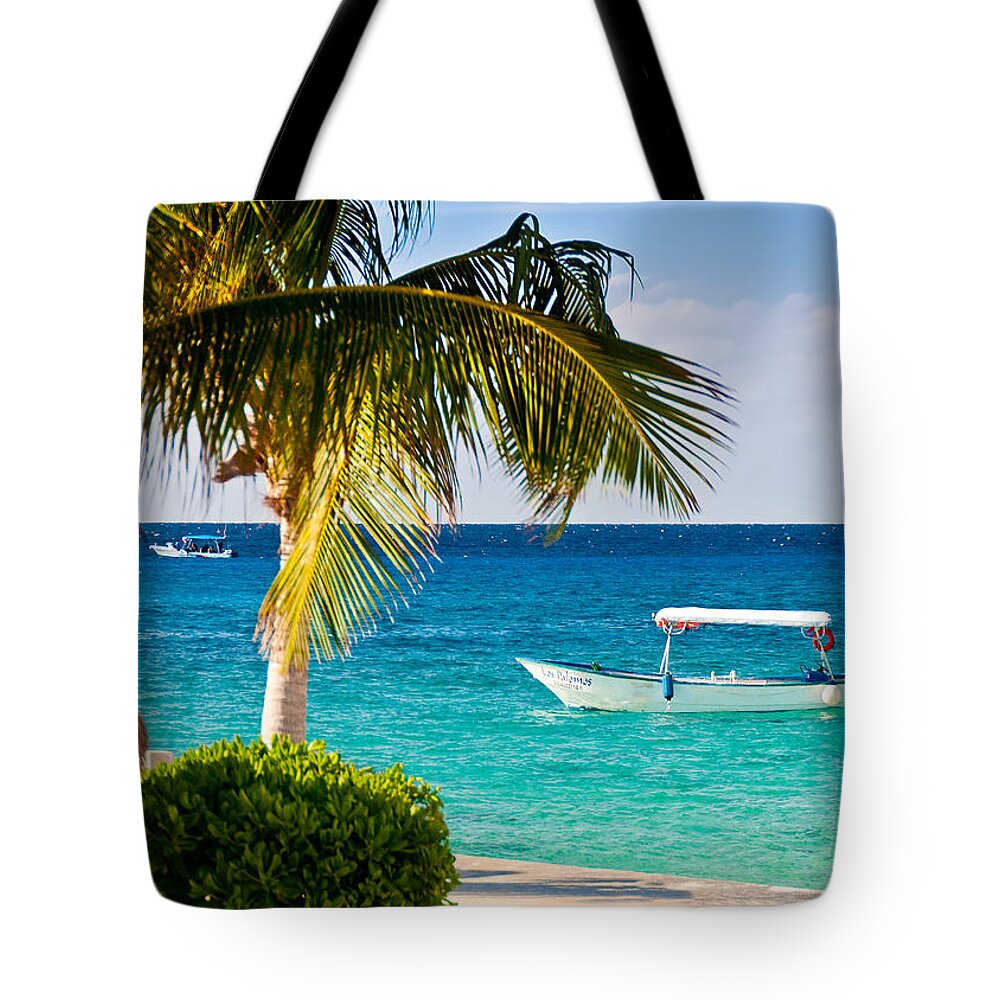 Cozumel Tote Bag featuring the photograph Turquoise waters in Cozumel by Mitchell R Grosky