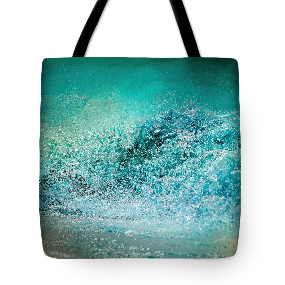 Abstract Nature Art Tote Bag featuring the photograph Turquoise Wave - Blue Water Scene by Jai Johnson