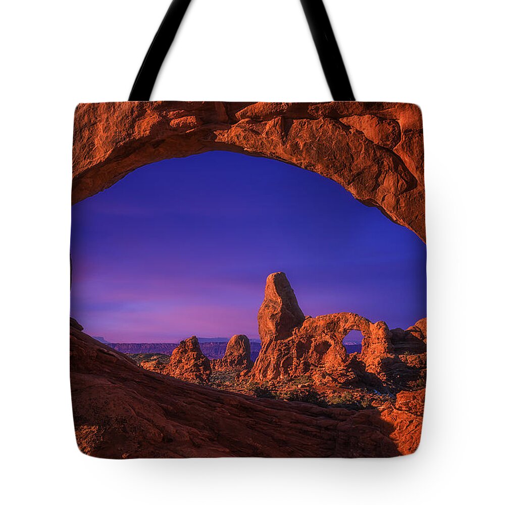 Arches National Park Tote Bag featuring the photograph Turret Arch Sunrise by Darren White