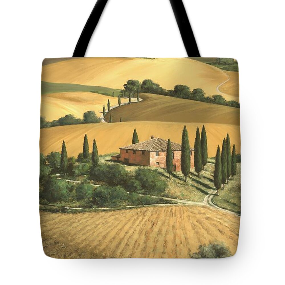 Tuscany Landscape Tote Bag featuring the painting Tuscan Gold by Michael Swanson
