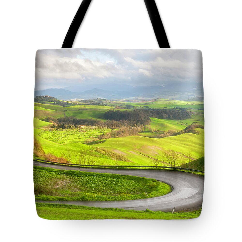 Scenics Tote Bag featuring the photograph Tuscany Country Road by Martin Wahlborg