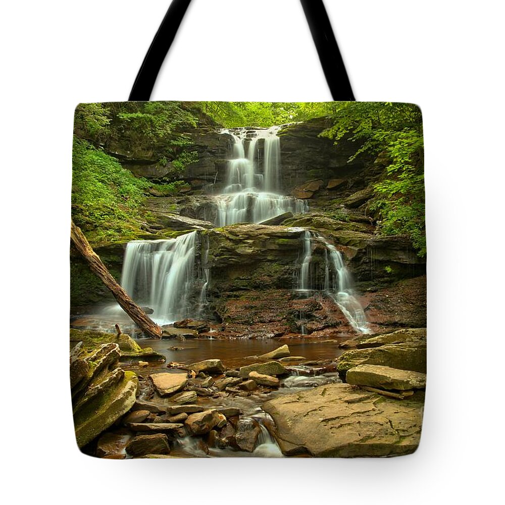 Tuskaroara Falls Tote Bag featuring the photograph Tuskarora Falls Rocky Landscape by Adam Jewell