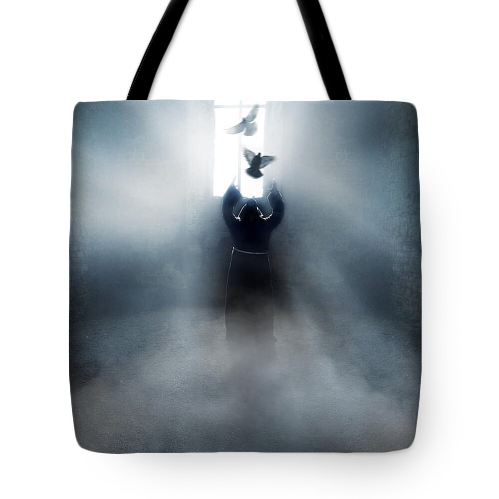Tower Tote Bag featuring the photograph Two doves by Jaroslaw Blaminsky