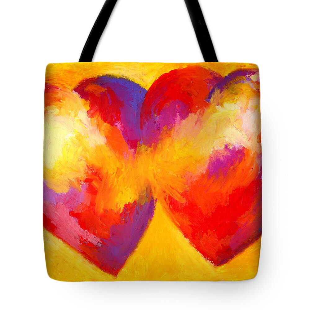 Hearts Tote Bag featuring the painting Two Hearts Beat As One by Stephen Anderson