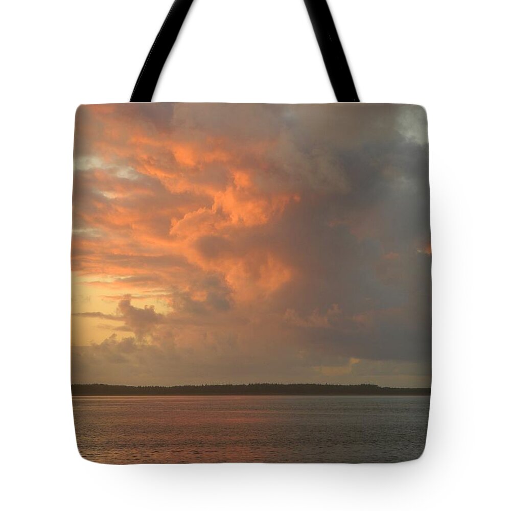 Sunset Tote Bag featuring the photograph Two Sided Clouds by Gallery Of Hope 