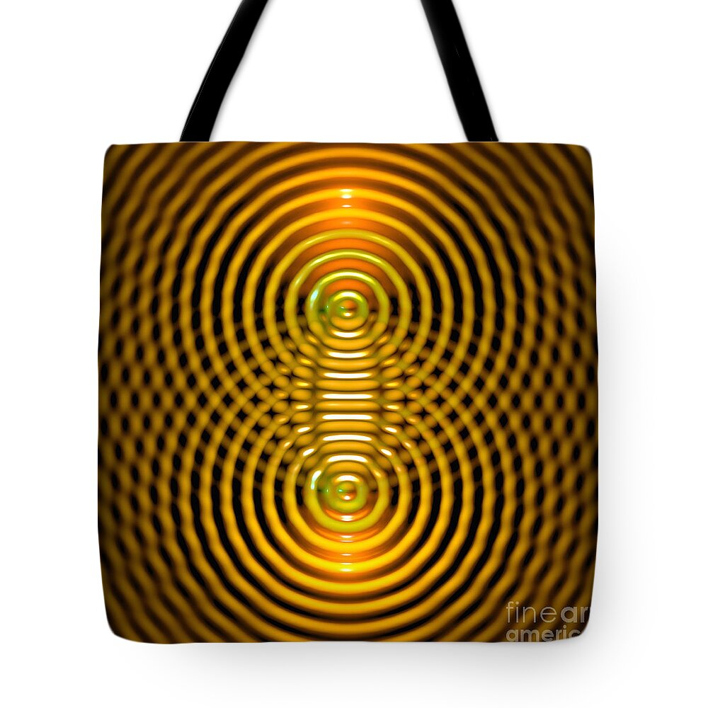 Amplitude Tote Bag featuring the digital art Two Wave Sources Creating Interference Patterns 5 by Russell Kightley