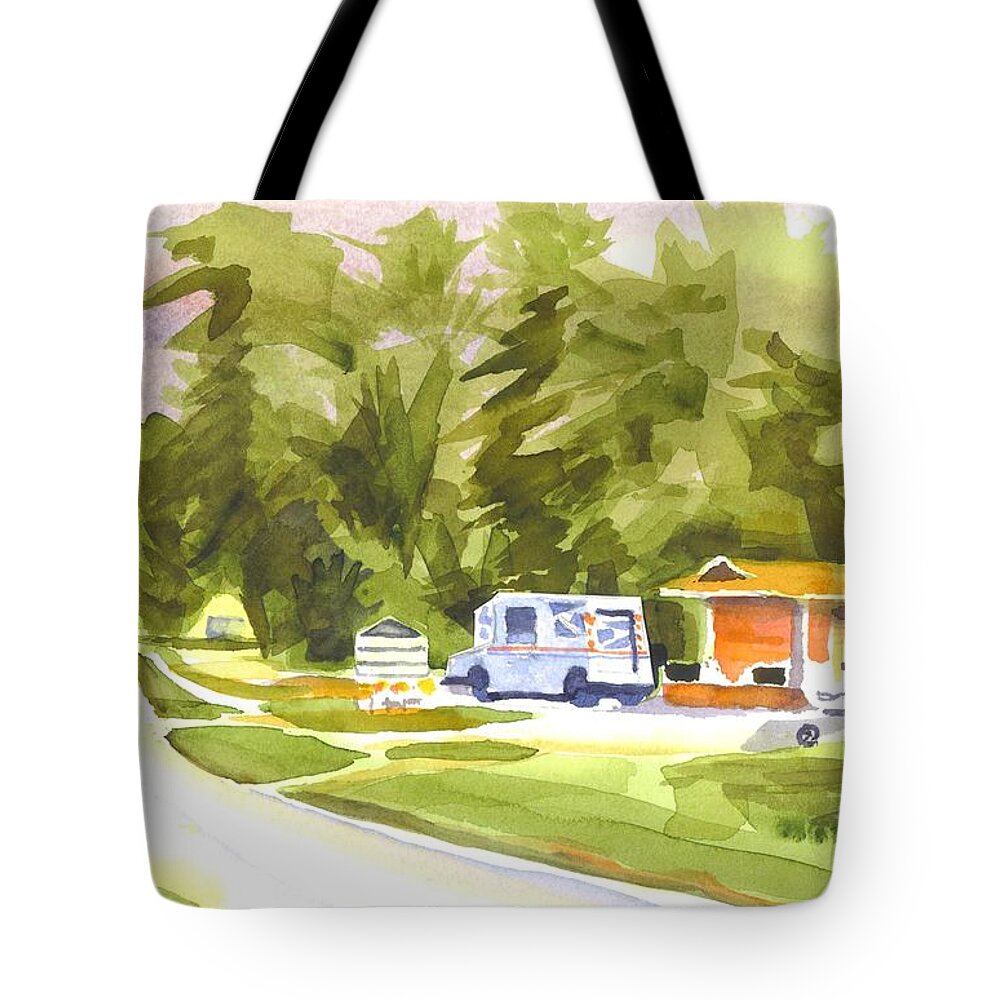 U S Mail Delivery Tote Bag featuring the painting U S Mail Delivery by Kip DeVore