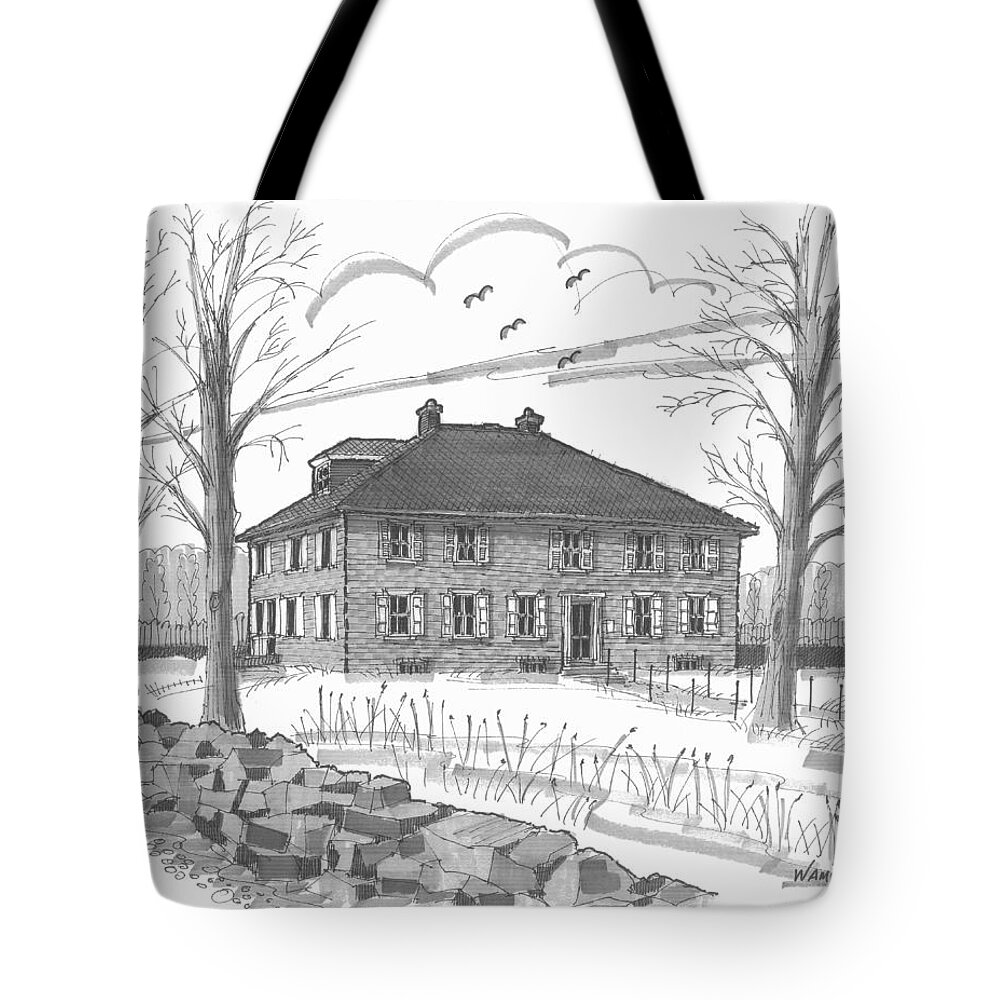 Ulster County Historical Society Museum Tote Bag featuring the drawing Ulster County Museum by Richard Wambach