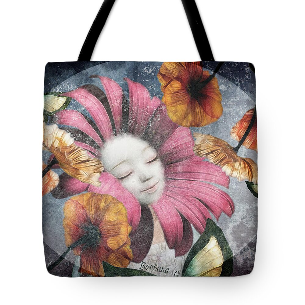 Flowers Tote Bag featuring the digital art Under the Bubblemoon by Barbara Orenya
