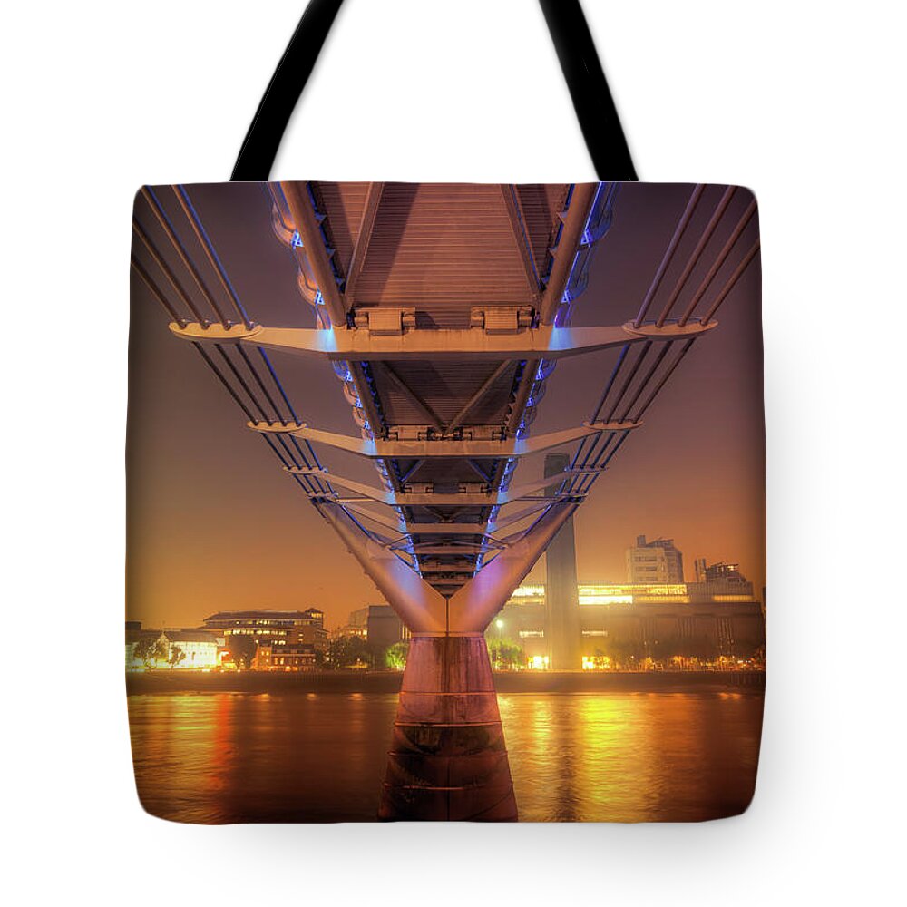 London Millennium Footbridge Tote Bag featuring the photograph Under The Millennium Bridge, London by Joe Daniel Price