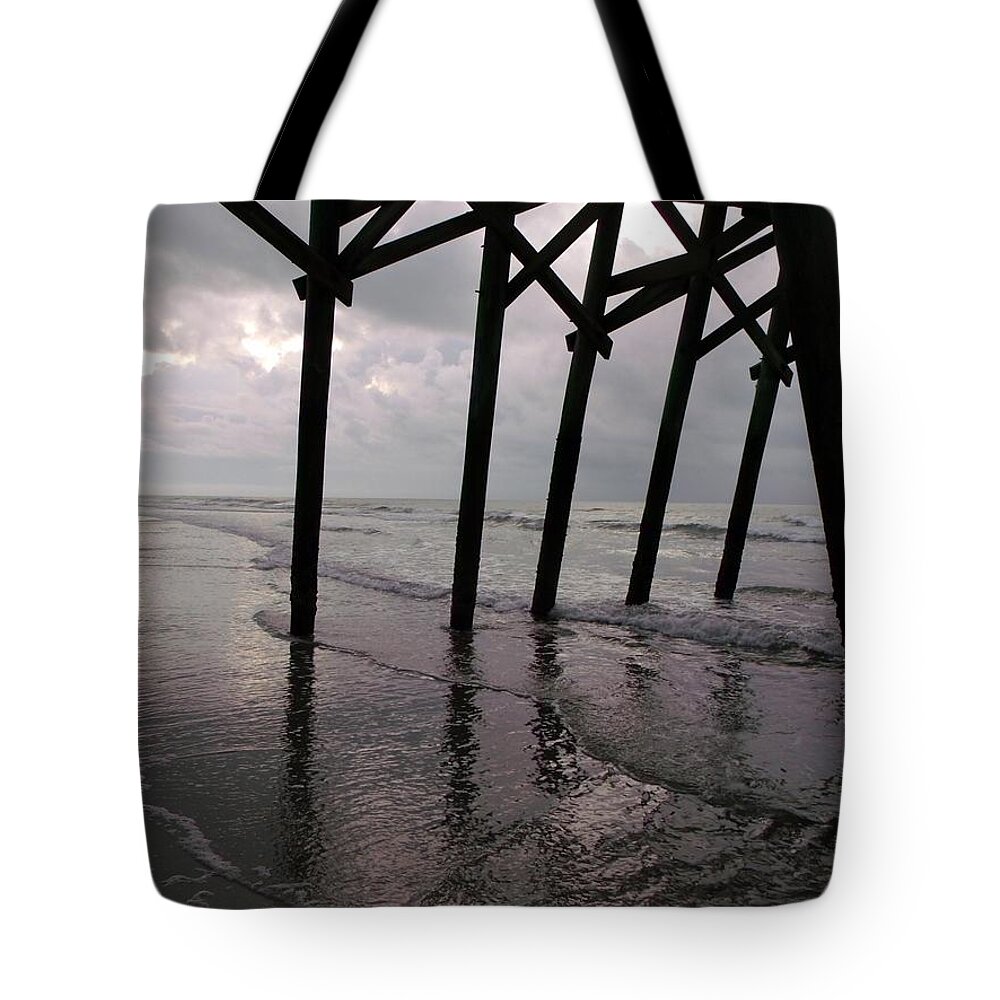 Ocean Tote Bag featuring the photograph Under the Ocean Pier by Wendy Gertz