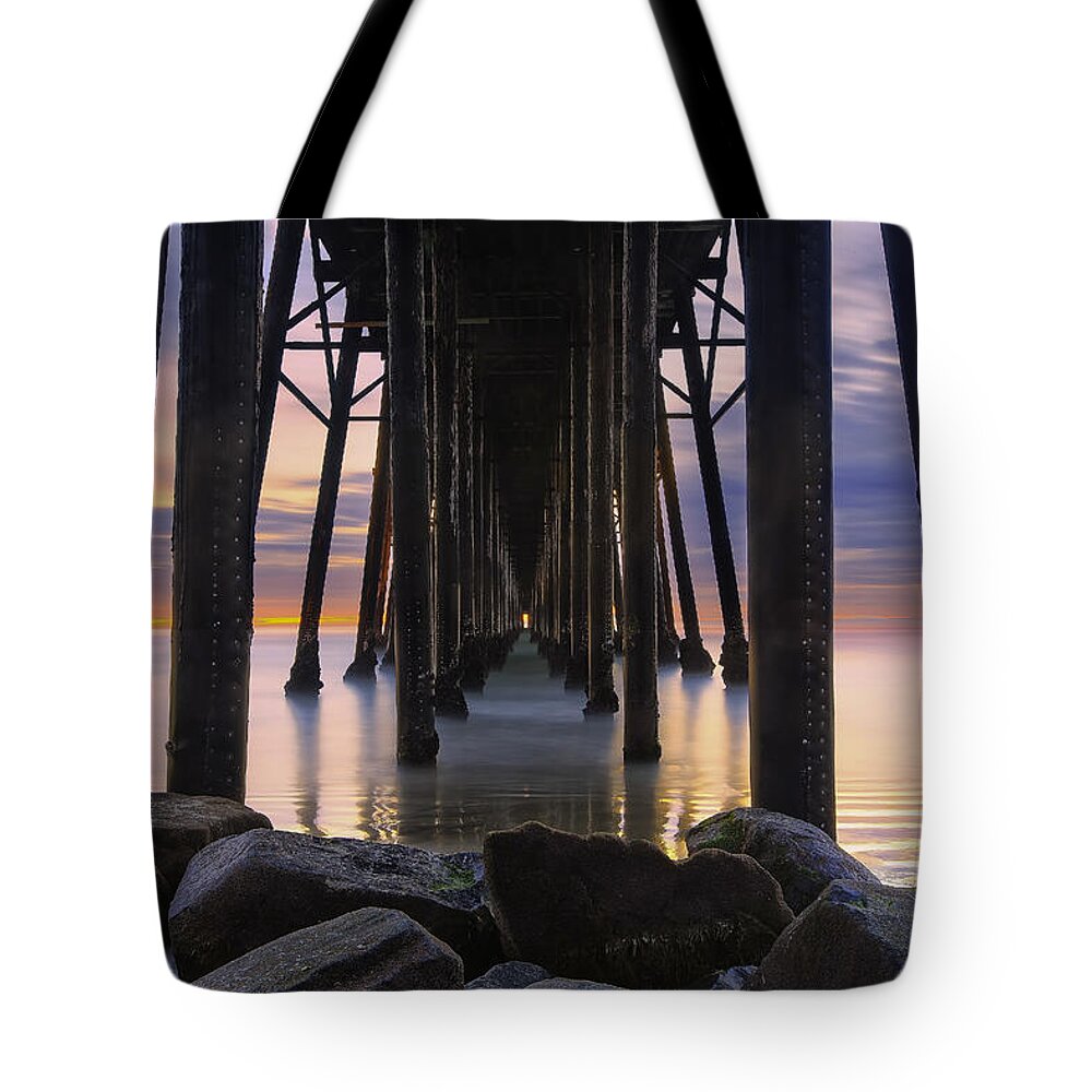 Ocean Tote Bag featuring the photograph Under the Oceanside Pier by Larry Marshall