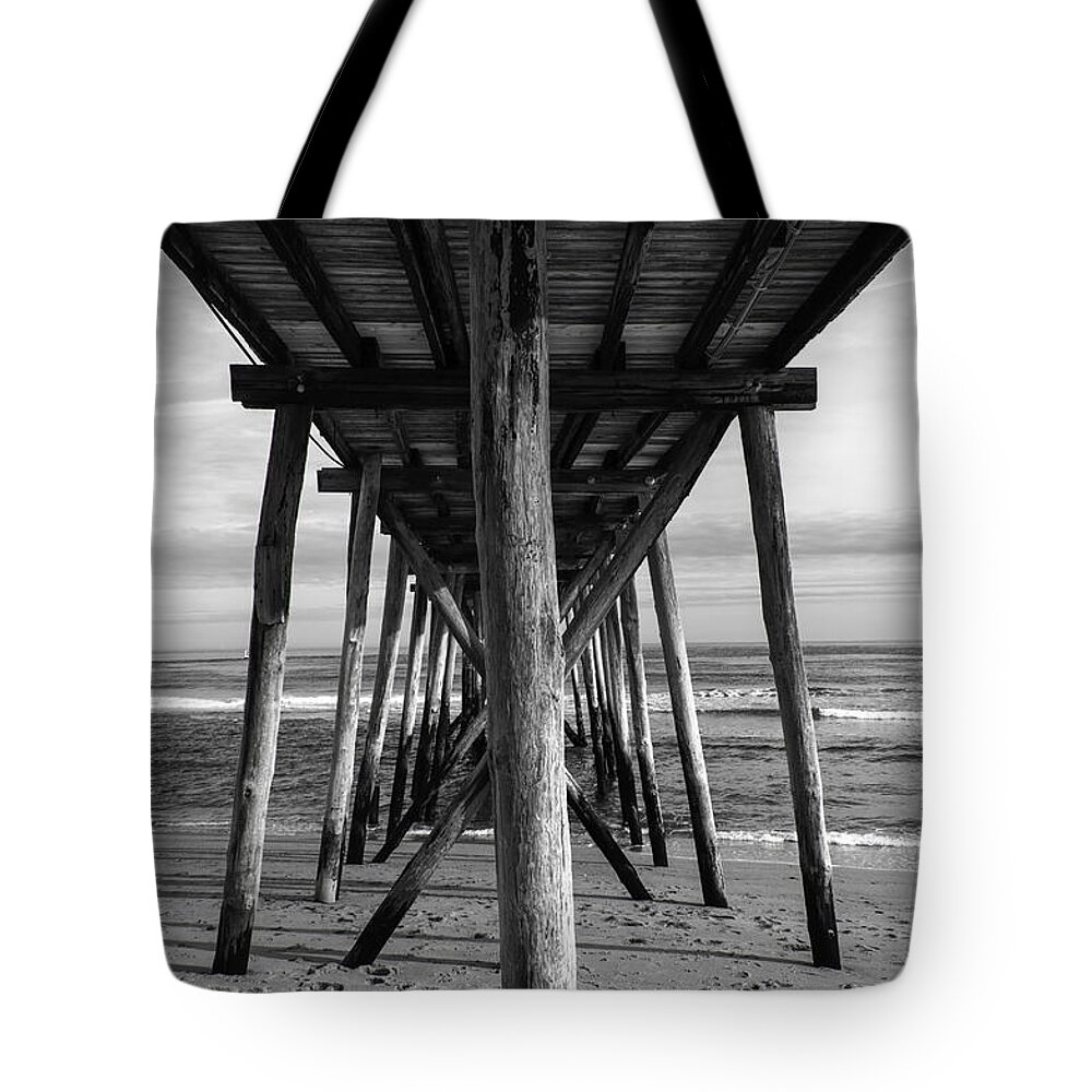 (column Or Pillar) Tote Bag featuring the photograph Under the Pier by Debra Fedchin