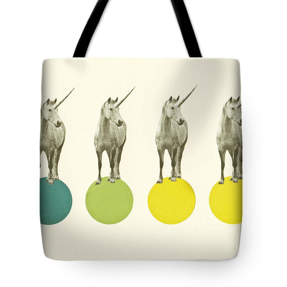 Art Tote Bag featuring the mixed media Unicorn Parade by Cassia Beck