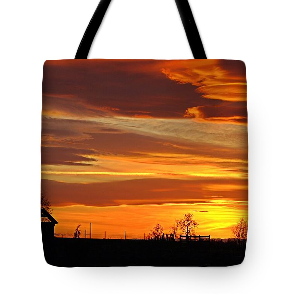 Sunset Tote Bag featuring the photograph Unique sunset by Lynn Hopwood