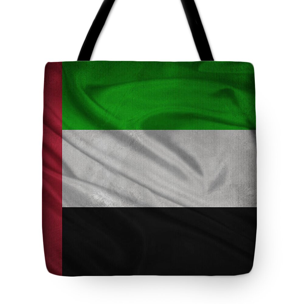 Country Tote Bag featuring the digital art United Arab Emirates flag waving on canvas by Eti Reid