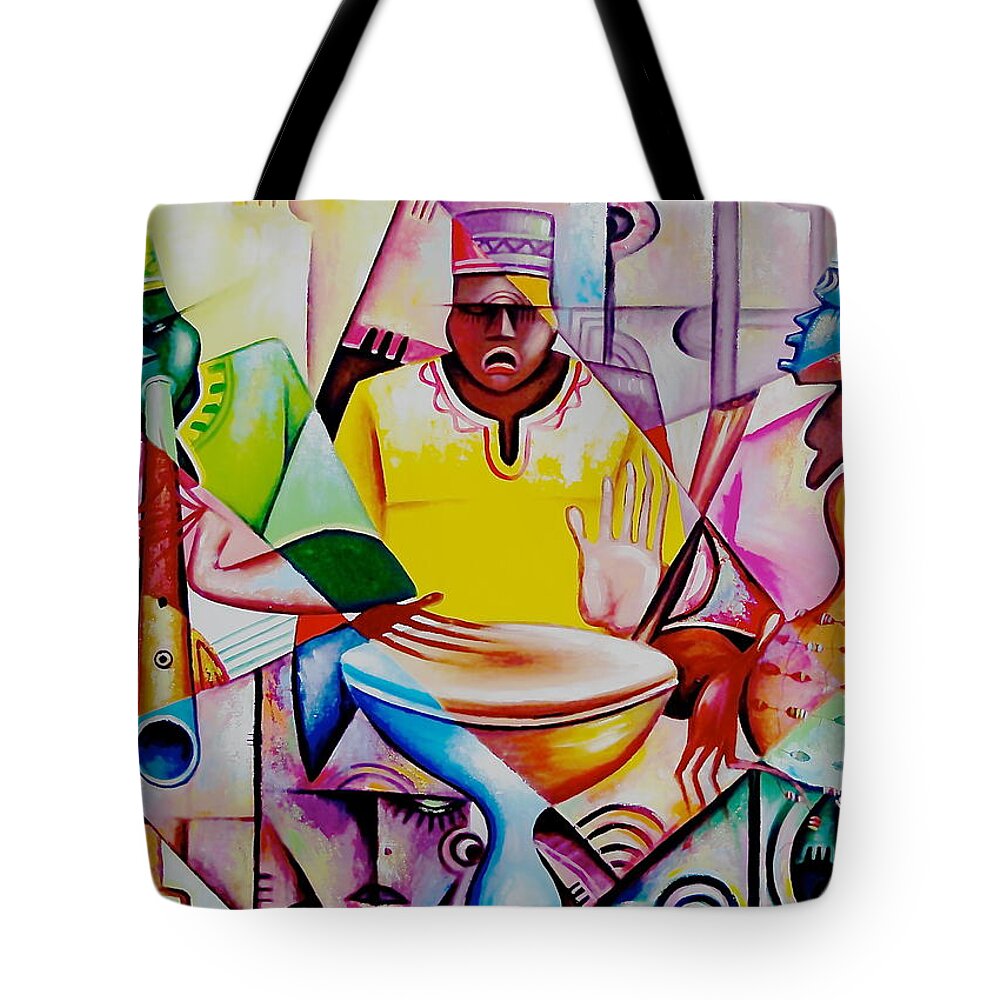 Ghanaian Art Tote Bag featuring the painting Unity by Amakai