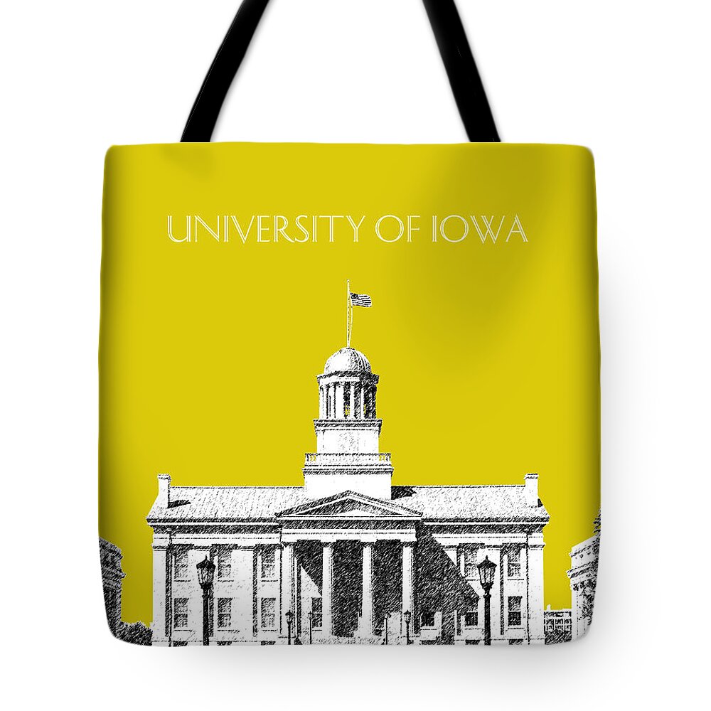 University Tote Bag featuring the digital art University of Iowa - Mustard Yellow by DB Artist
