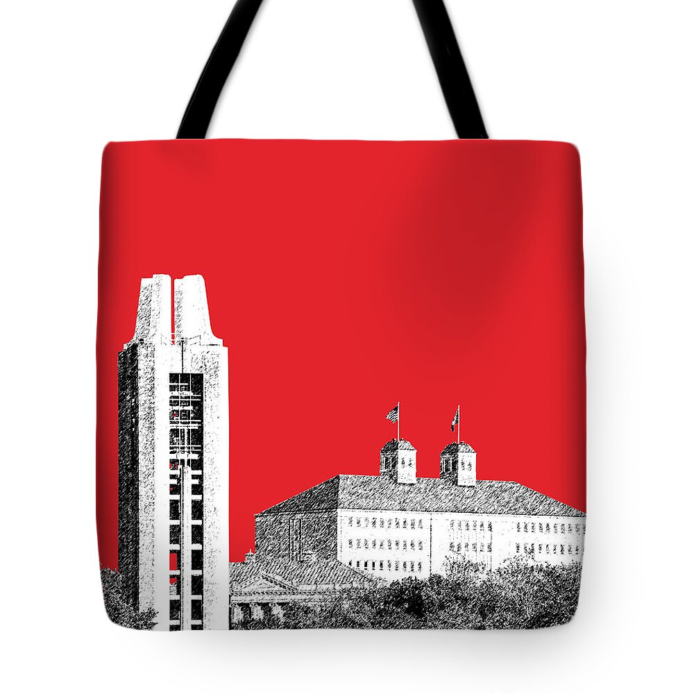 University Tote Bag featuring the digital art University of Kansas - Red by DB Artist