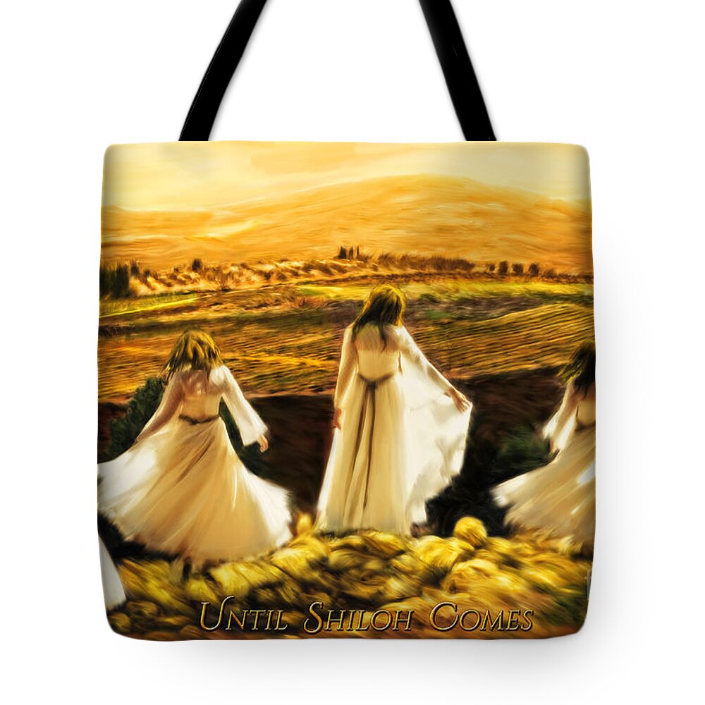 Shiloh Prophetic Art Tote Bag featuring the digital art Until Shiloh Comes by Constance Woods