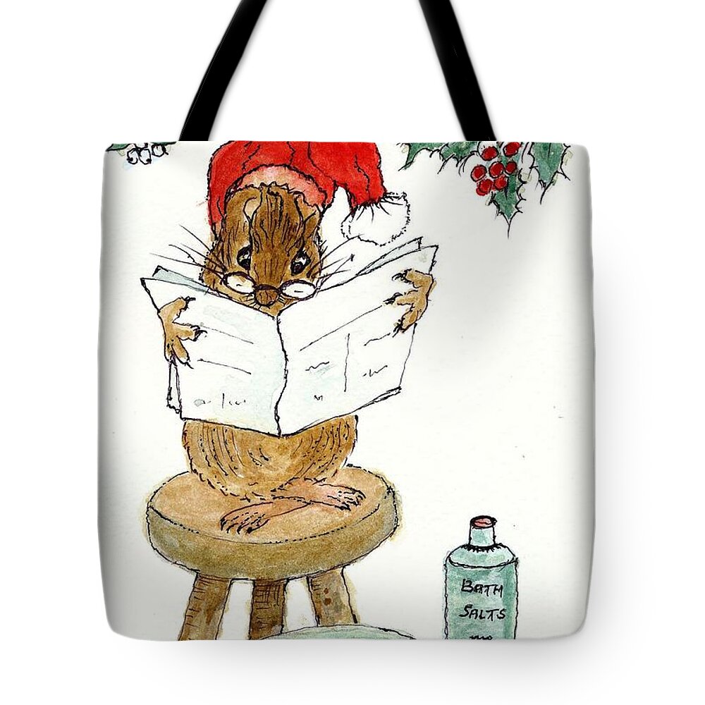 Holly Tote Bag featuring the painting Santa by Nell Hill