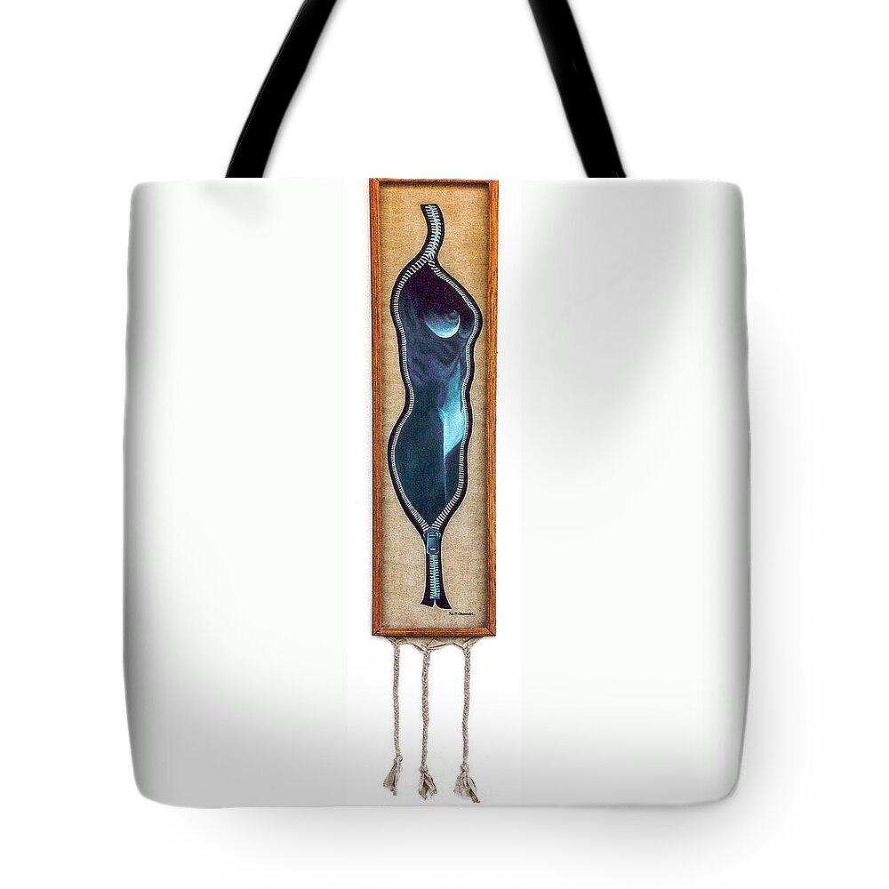 Surrealism Tote Bag featuring the painting Unzipped Canvas by Fei A