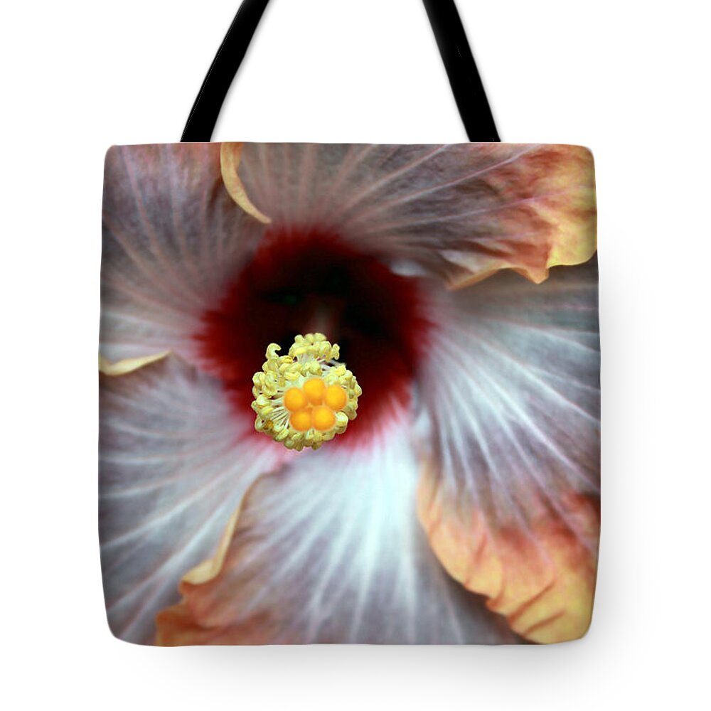 Hibiscus Tote Bag featuring the photograph Up Close Hibiscus by Mary Haber