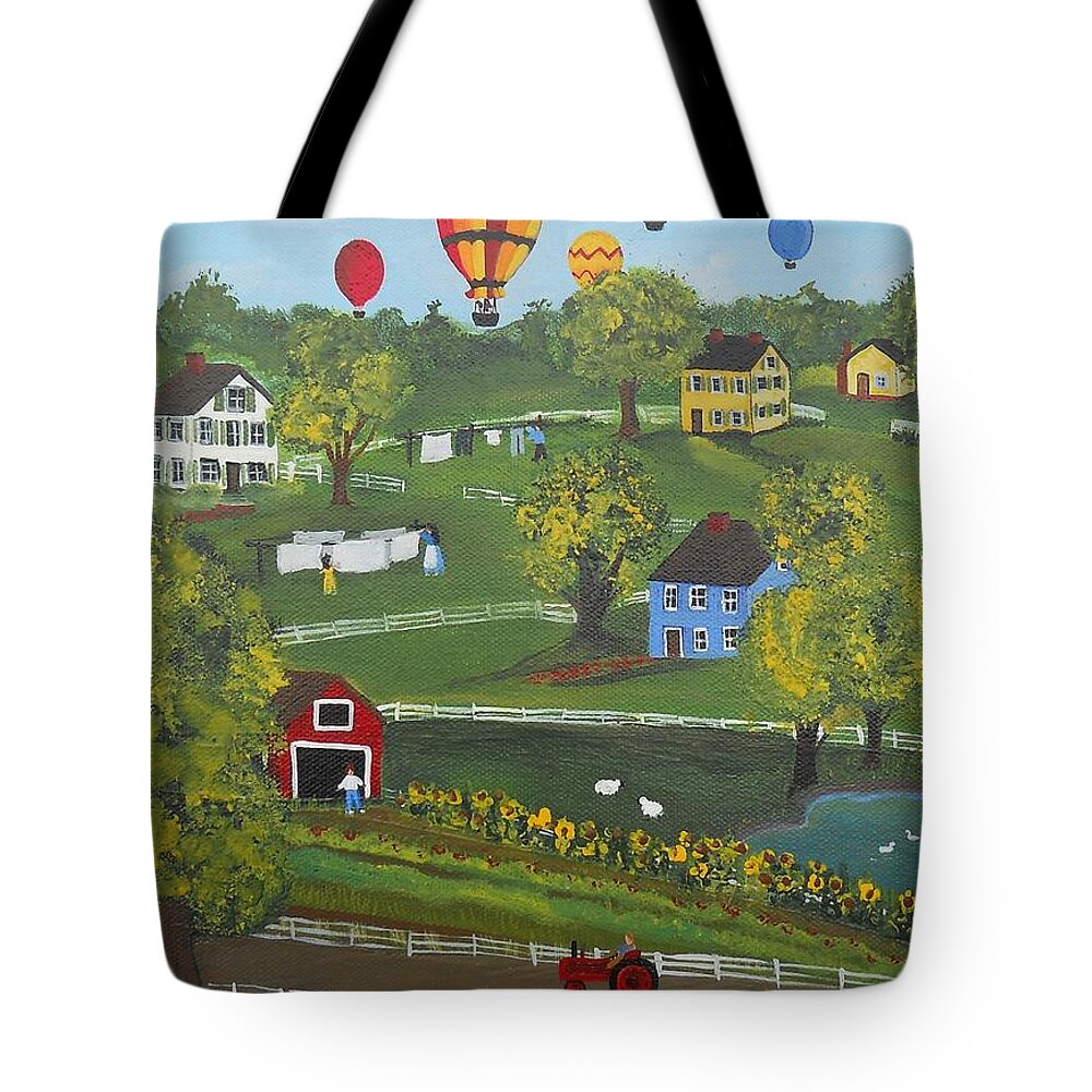Landscape Tote Bag featuring the painting Up Up and Away by Virginia Coyle