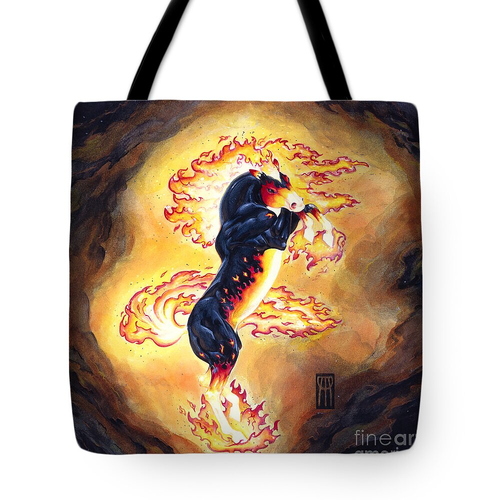 Melissa Benson Tote Bag featuring the painting Upright Nightmare by Melissa A Benson