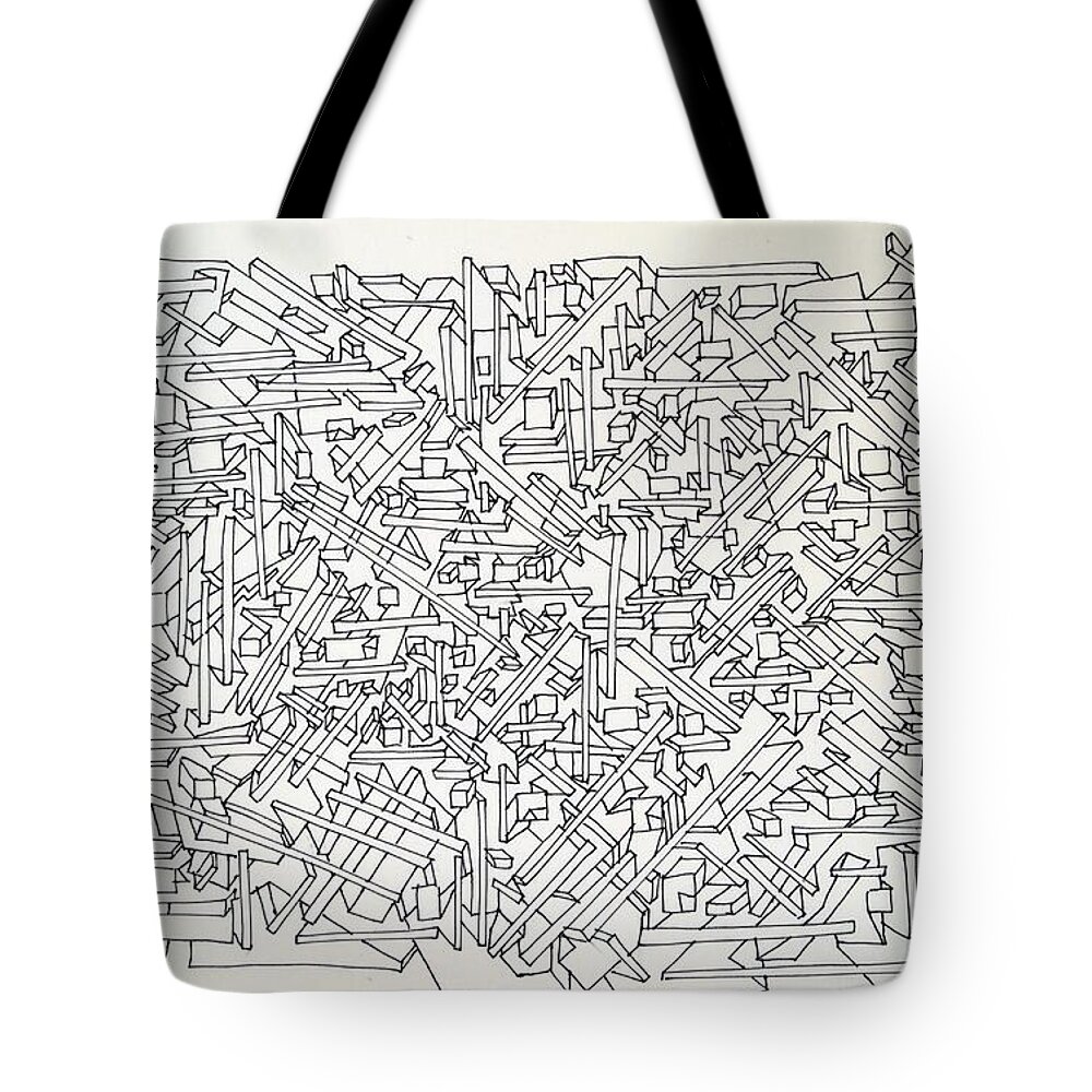 Pen And Ink Drawing Tote Bag featuring the drawing Urban Planning by Nancy Kane Chapman