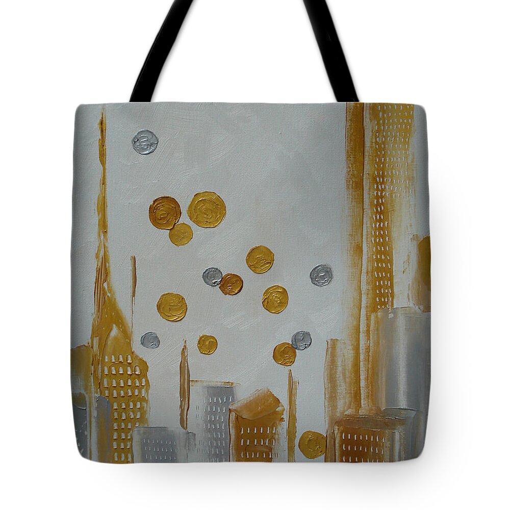 Abstract Tote Bag featuring the painting Urban Polish by Judith Rhue