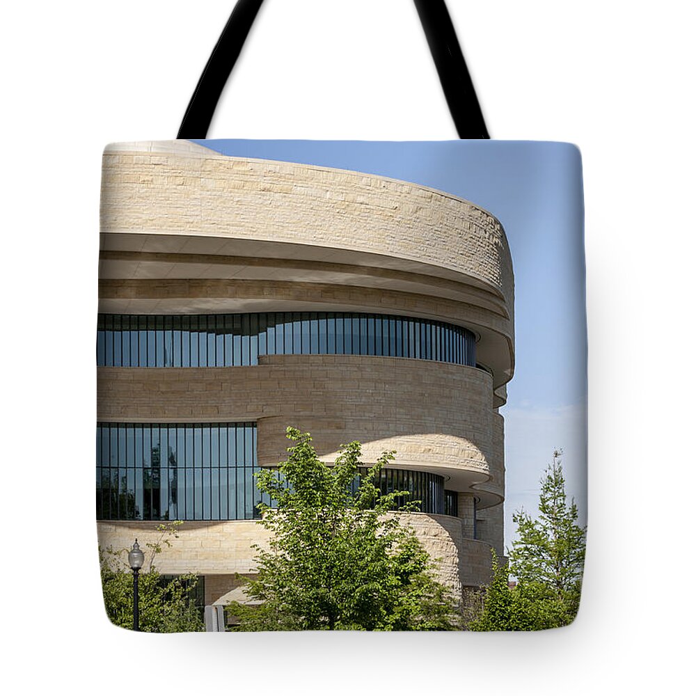 museum Of The American Indian Washington Dc washington Monument National Museum Of The American Indian Tote Bag featuring the photograph US National Museum of the American Indian and the Washington Monument by William Kuta