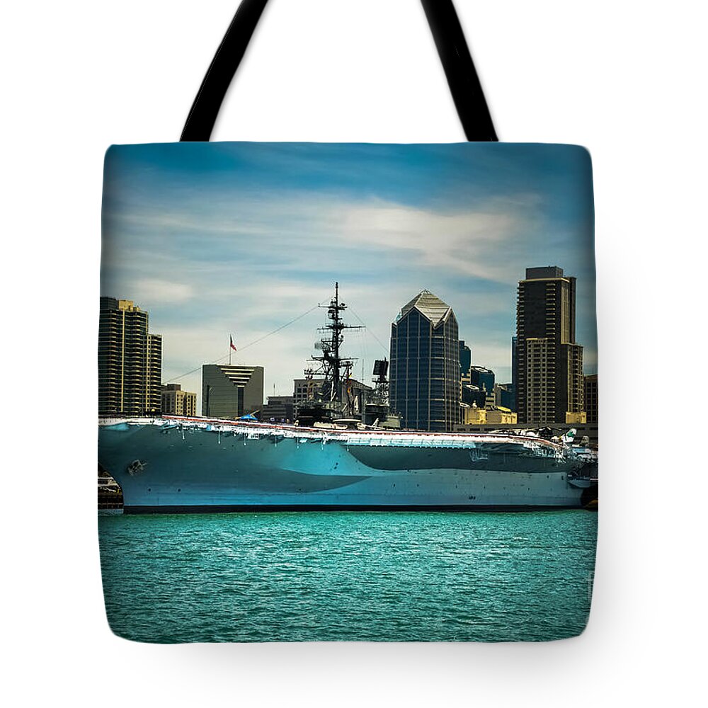 Claudia's Art Dream Tote Bag featuring the photograph USS MIDWAY MUSEUM CV 41 Aircraft carrier by Claudia Ellis