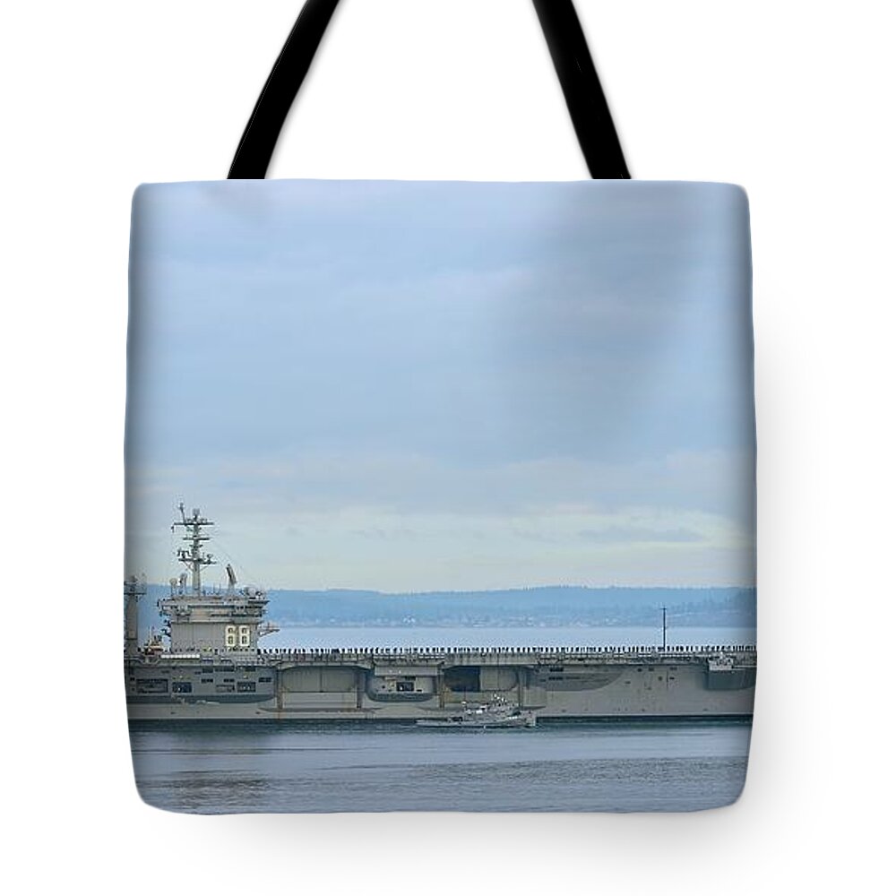 Nimitz Tote Bag featuring the photograph USS Nimitz by Jeff Cook