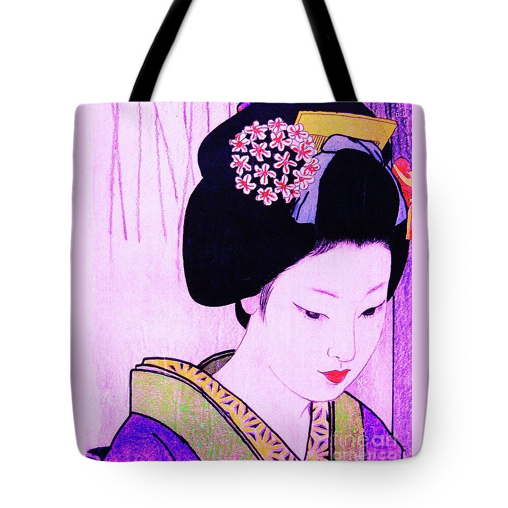 Figurative Tote Bag featuring the painting Utsukushii josei ichi by Thea Recuerdo