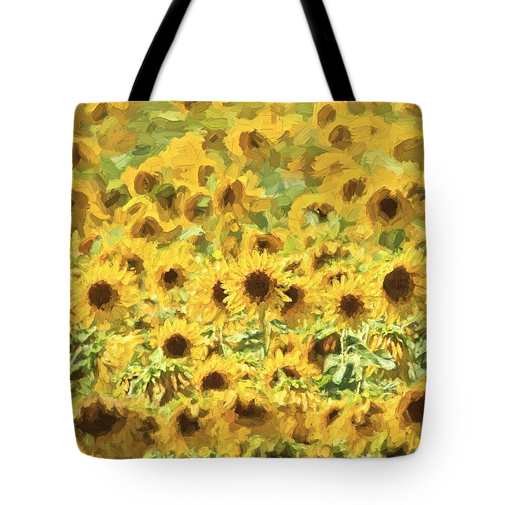 Sunflowers Tote Bag featuring the painting Van Gogh Sunflowers by David Letts
