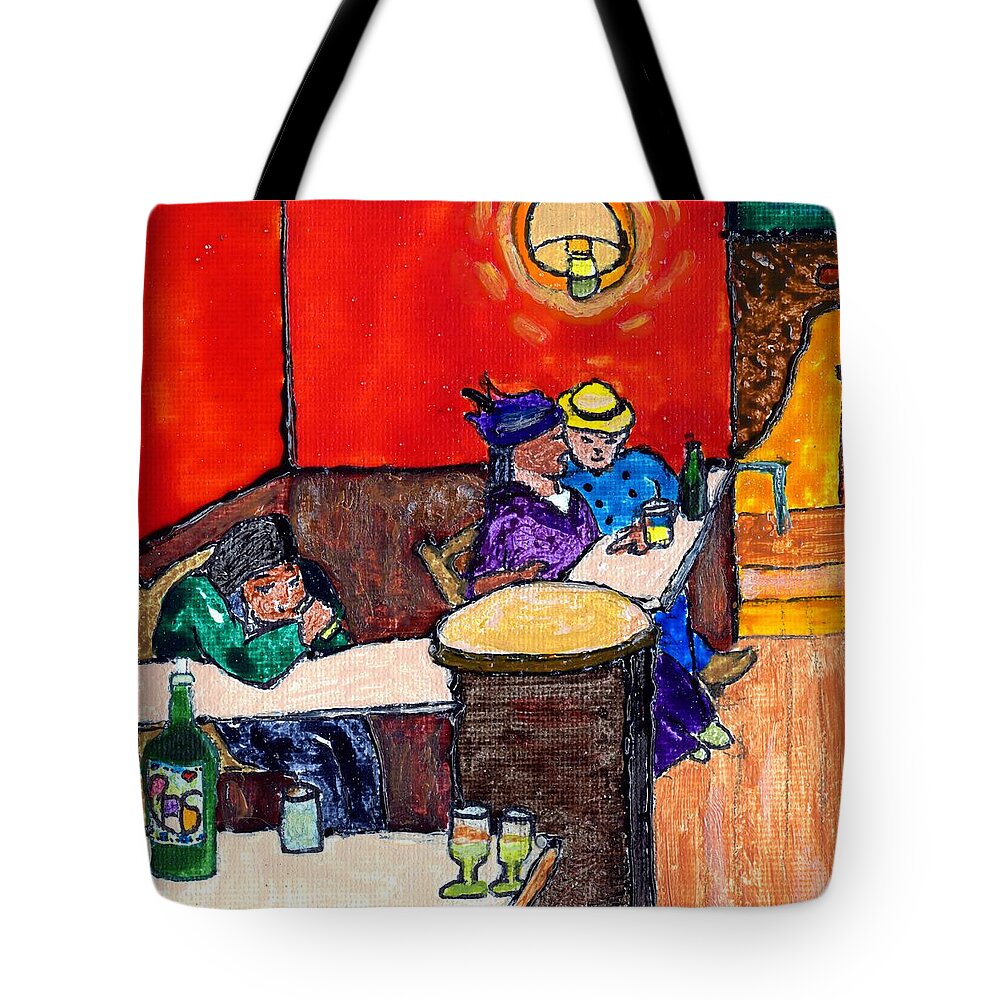Lovers Tote Bag featuring the painting Van Gogh's Lovers by Phil Strang