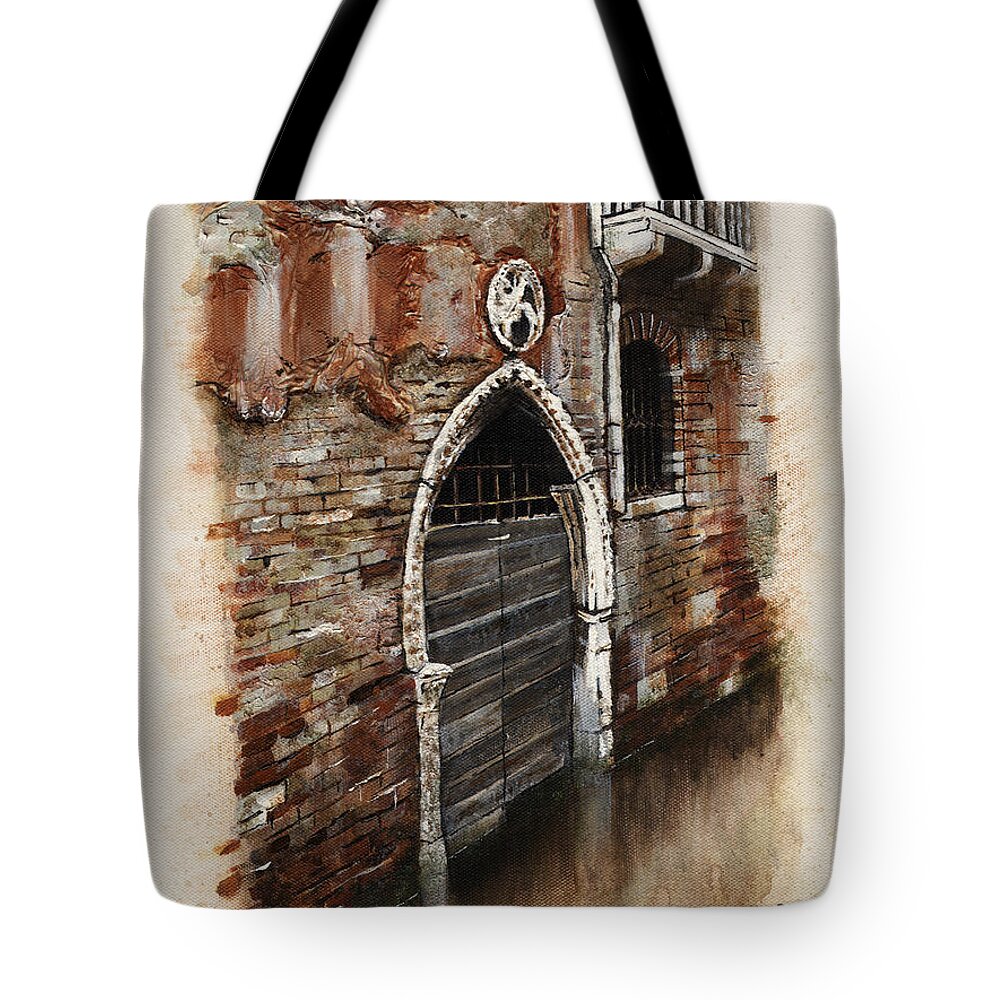 Venice Tote Bag featuring the painting Venetian Door 03 Elena Yakubovich by Elena Daniel Yakubovich