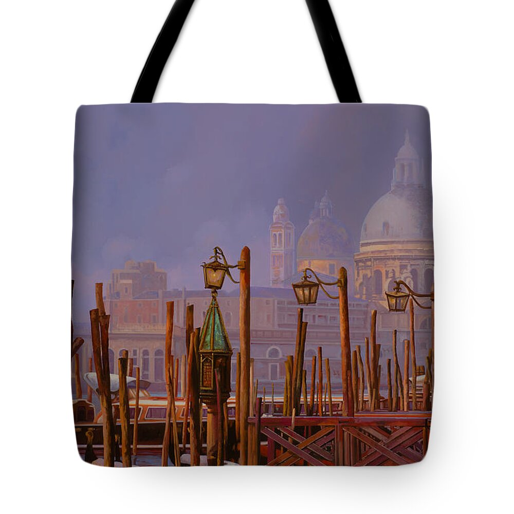 Venice Tote Bag featuring the painting Venezia E La Nebbia by Guido Borelli