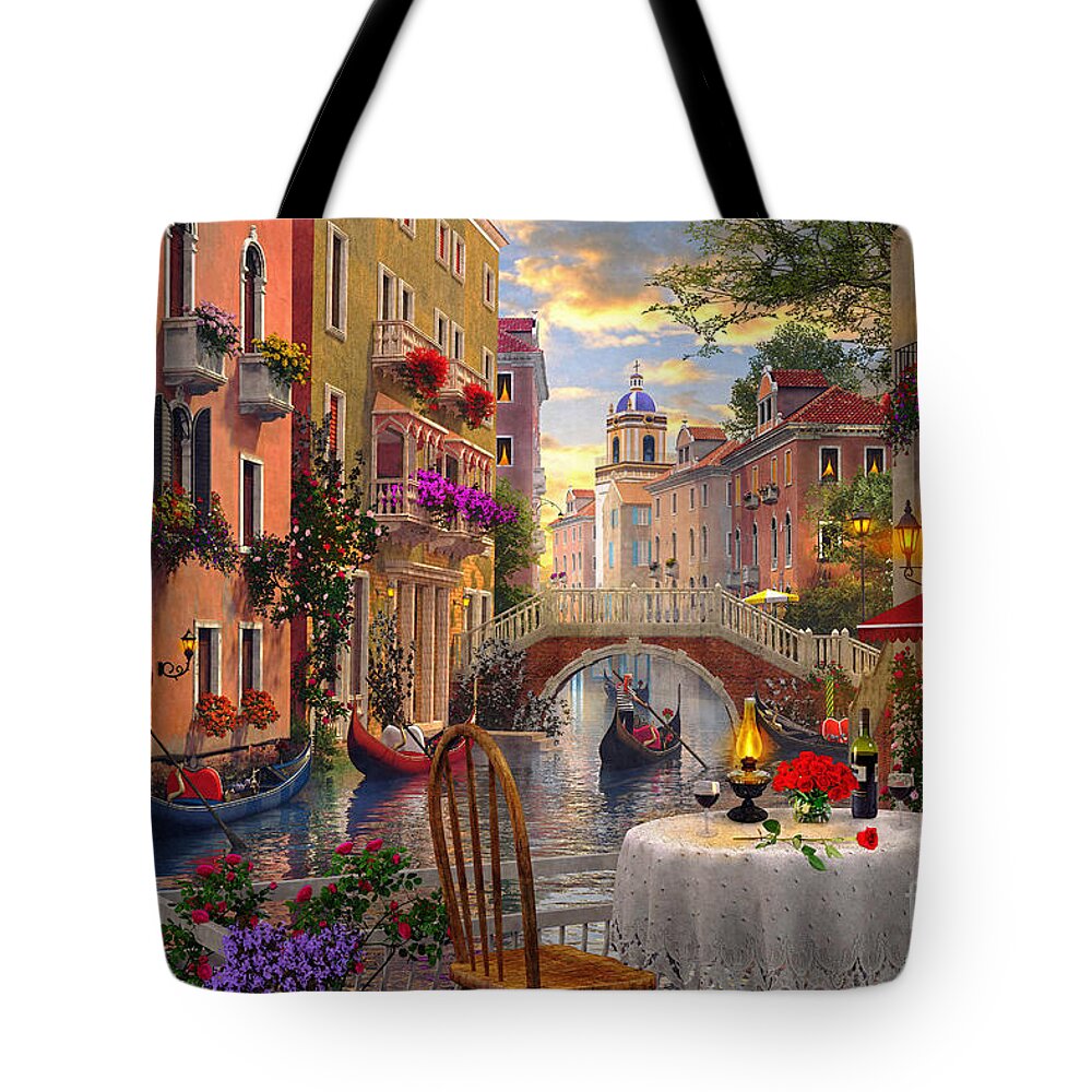 Dominic Davison Tote Bag featuring the digital art Venice Al fresco by MGL Meiklejohn Graphics Licensing