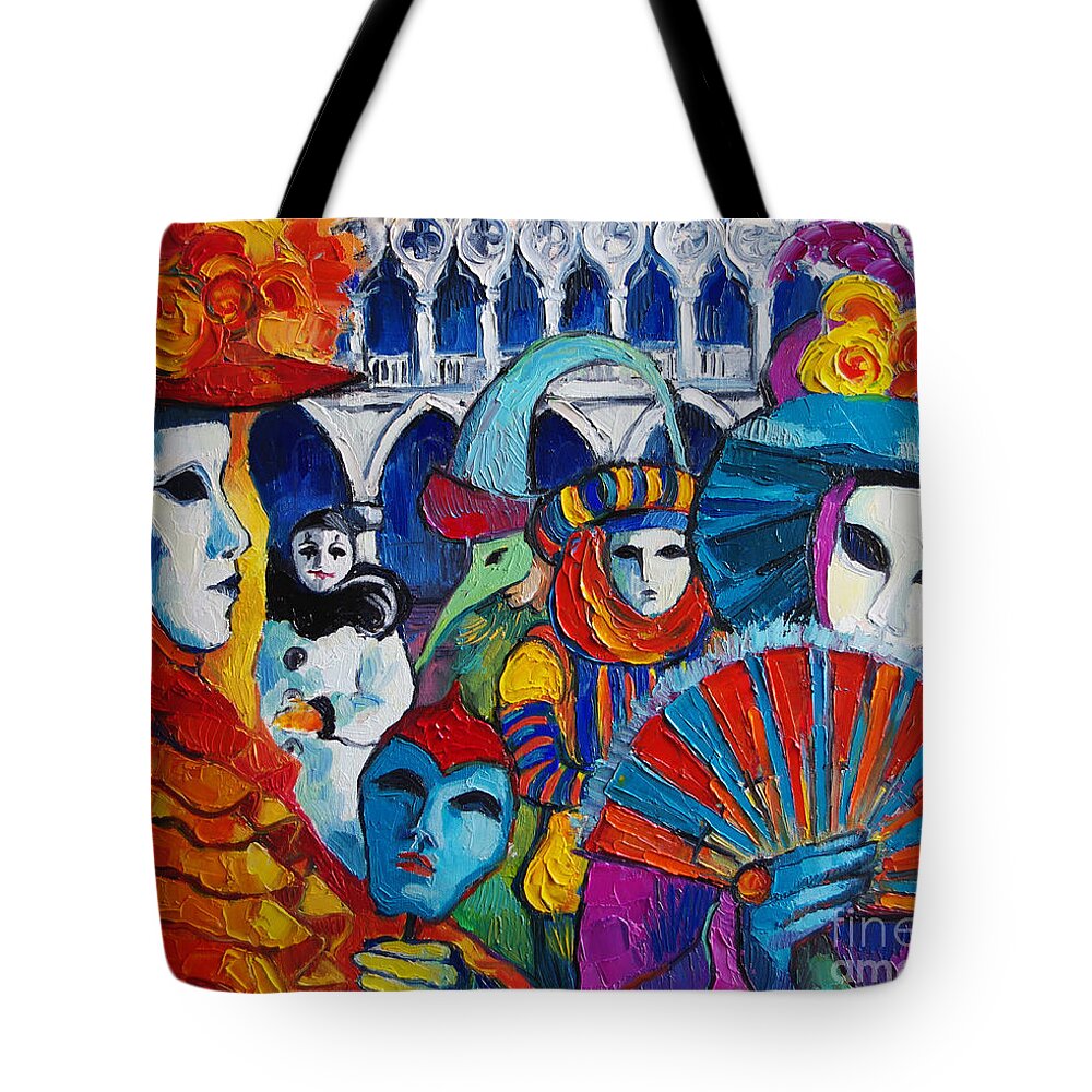 Venice Carnival Tote Bag featuring the painting Venice Carnival by Mona Edulesco