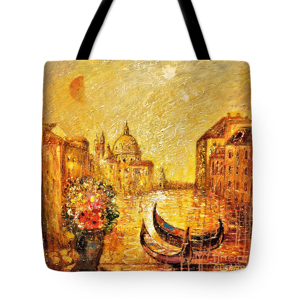Landscape Paintings Tote Bag featuring the painting Venice II by Shijun Munns