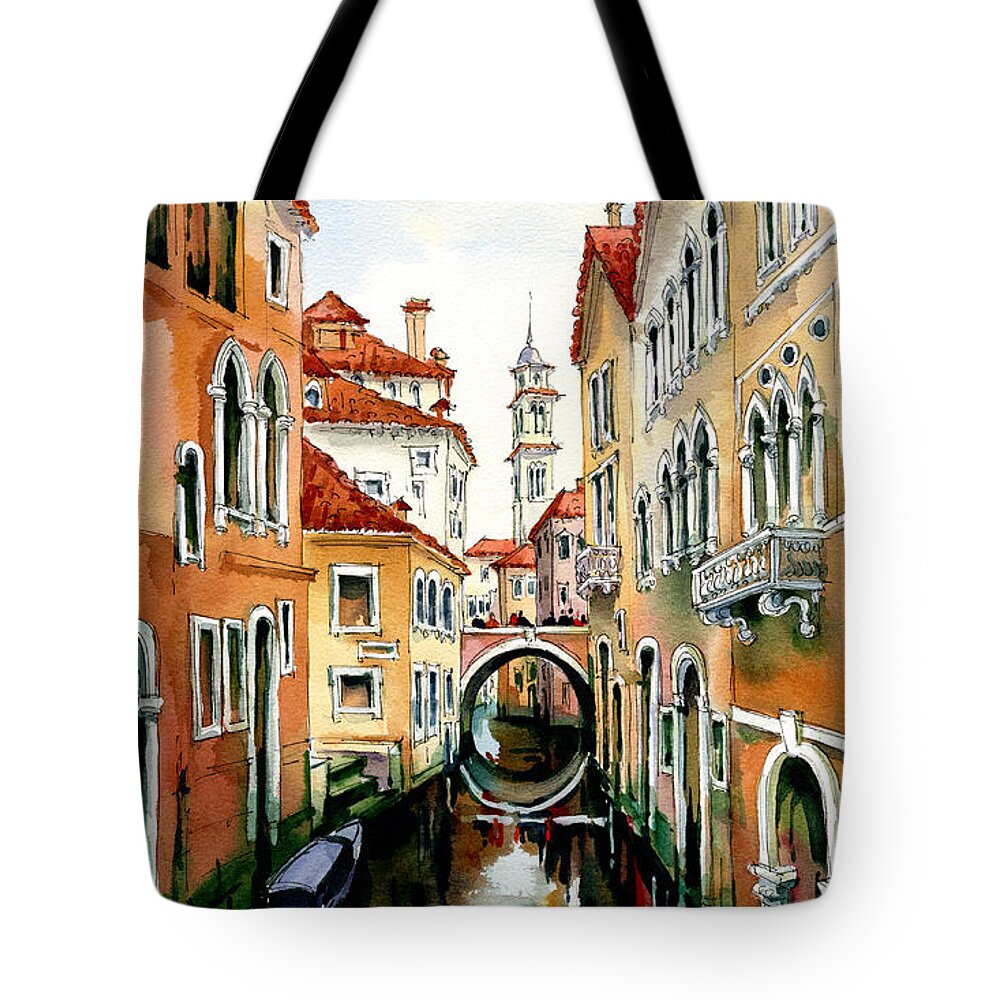 Venice Tote Bag featuring the painting Venice in March by Maria Rabinky