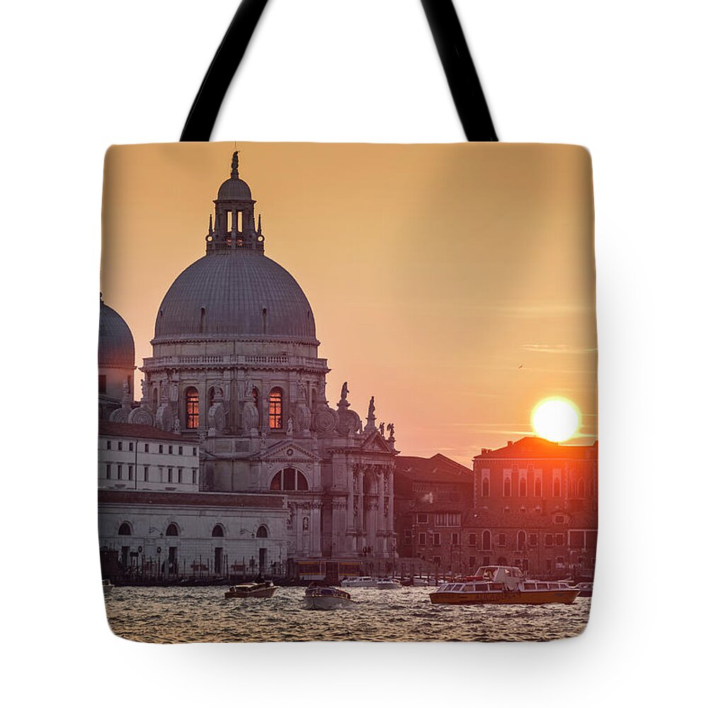 Tranquility Tote Bag featuring the photograph Venice. The Grand Canal At Sunset by Buena Vista Images