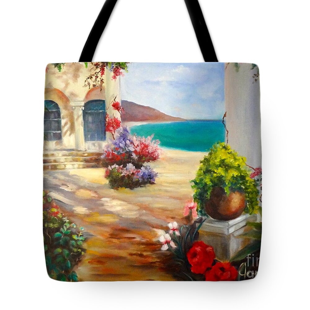 Seaside Villa Canvas Print Tote Bag featuring the painting Venice Villa by Jenny Lee