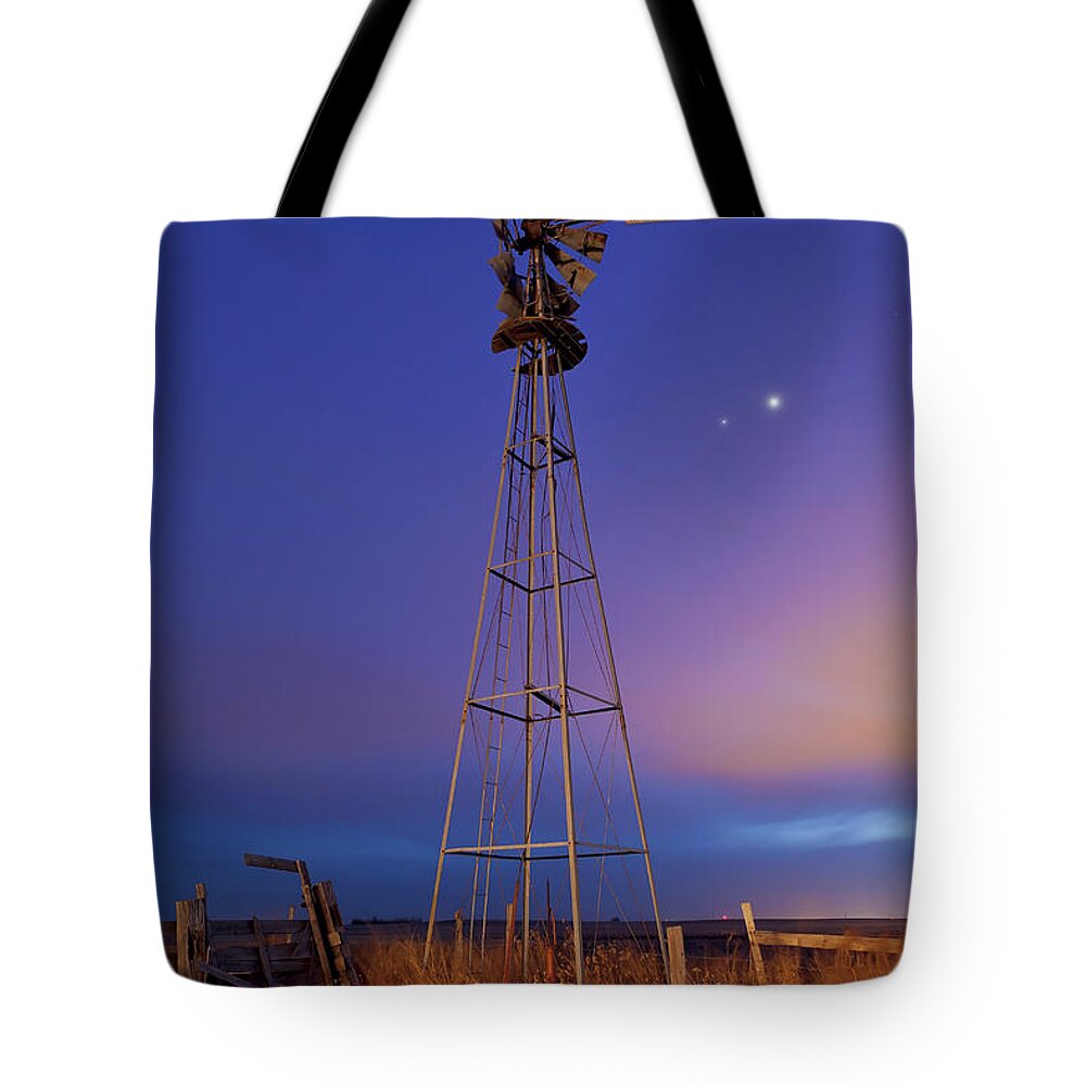 Wind Tote Bag featuring the photograph Venus And Jupiter Are Visible Behind An by Alan Dyer/stocktrek Images