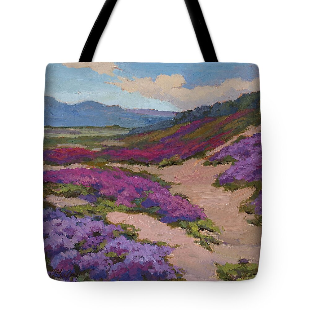 Verbena Tote Bag featuring the painting Verbena Harmony in Purple by Diane McClary