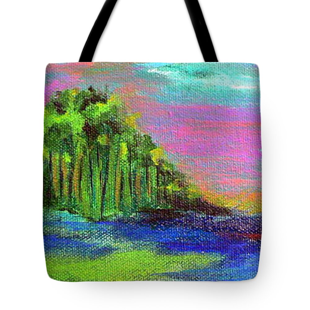 Landscape Tote Bag featuring the painting Verdant Tuft by Elizabeth Fontaine-Barr
