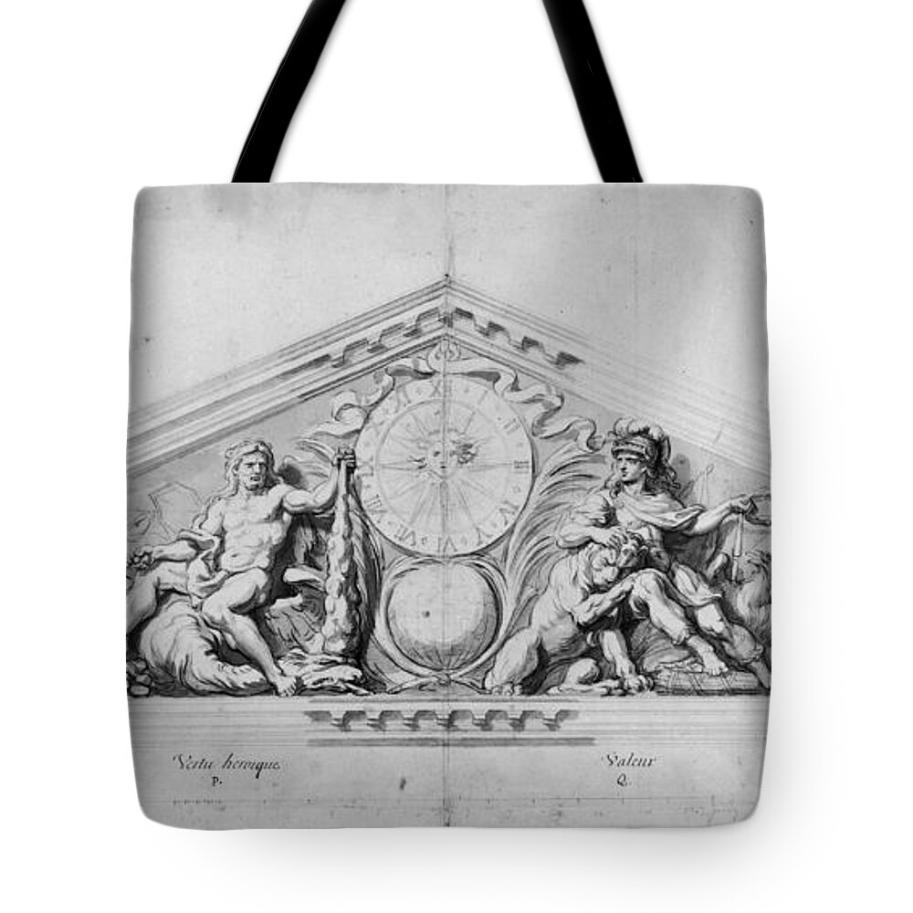 1679 Tote Bag featuring the drawing Versailles Pediment, 1679 by Granger