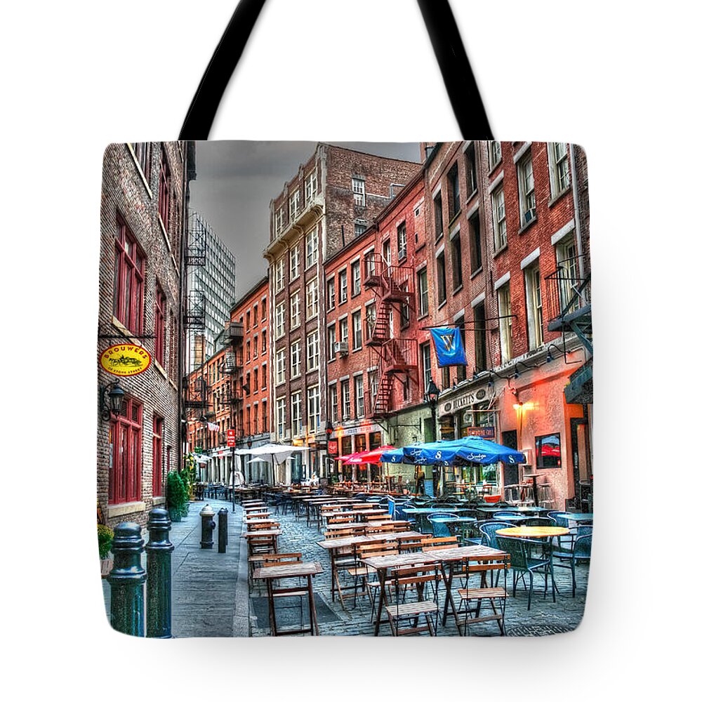 Architecture Tote Bag featuring the photograph HDR effect - Cafe Culture by Sue Leonard